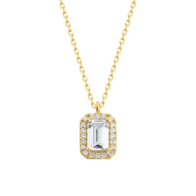 Baguette Stone Gold Necklace - 1
