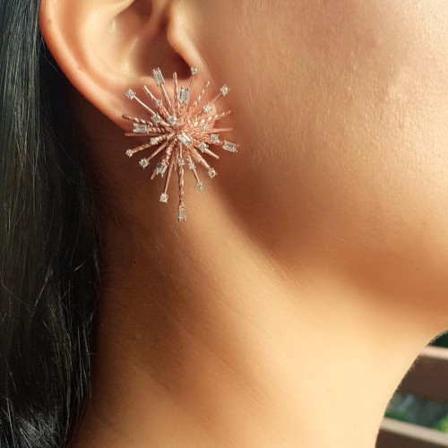 Baget Taşlı Galaksi Rosegold Gümüş Kadın Küpe - CNG Jewels (1)