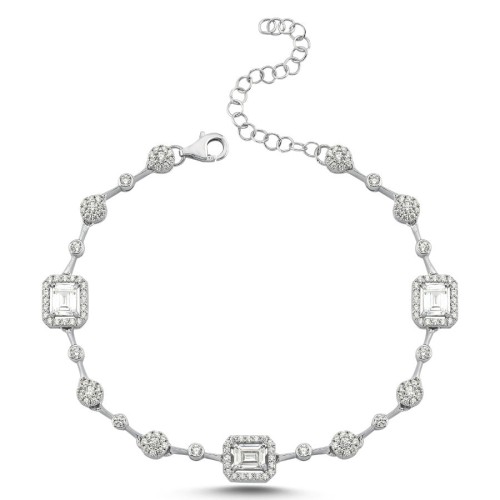 Baguette Stone Light Flood Women's Silver Bracelet - CNG Jewels (1)