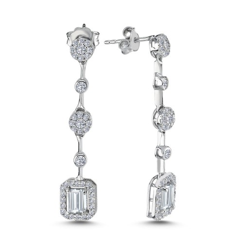 CNG Jewels - Baget Taşlı Sallantılı Işık Seli Kadın Gümüş Küpe