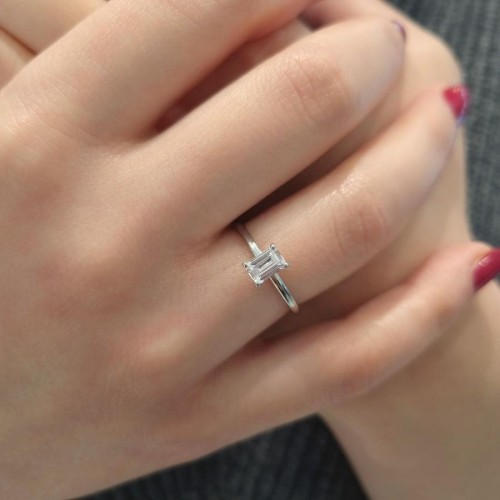 Baget Tektaş Gümüş Kadın Yüzük - CNG Jewels