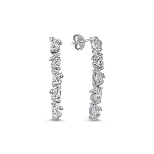 Baget Trapez Kadın Su Yolu Gümüş Küpe - CNG Jewels