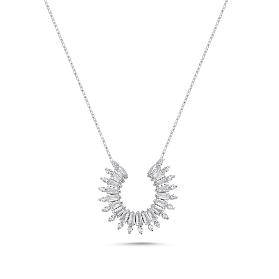Baget Trapez Taşlı Gümüş Kolye - CNG Jewels