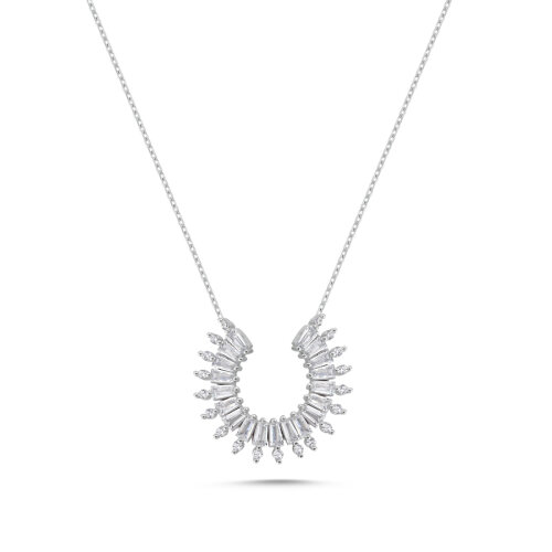 Baget Trapez Taşlı Gümüş Kolye - CNG Jewels