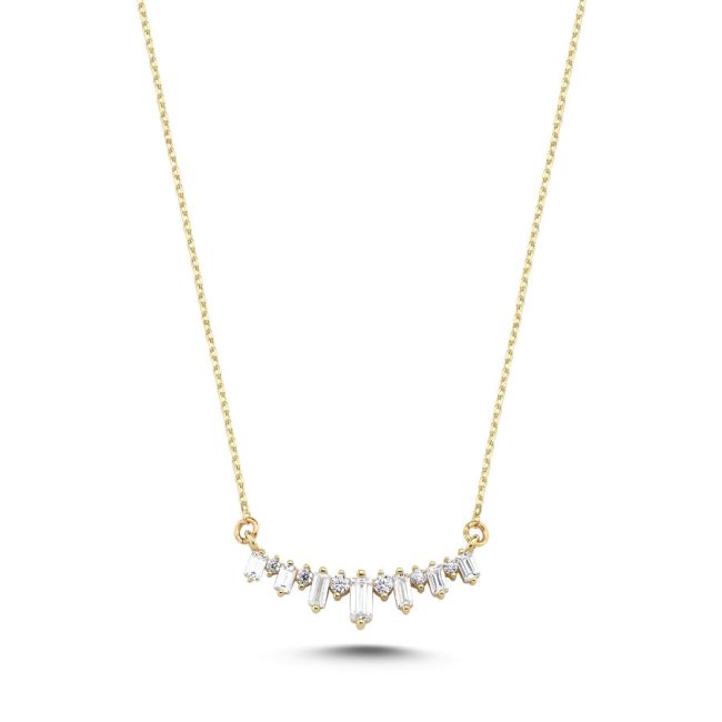 Baguette Bow Gold Necklace