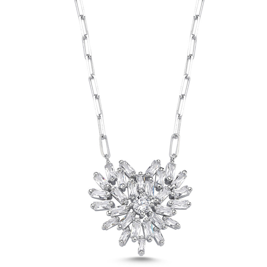 Baguette Love Silver Women's Necklace - CNG Jewels