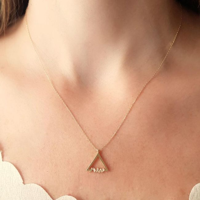Baguette Triangle Shaped Gold Necklace