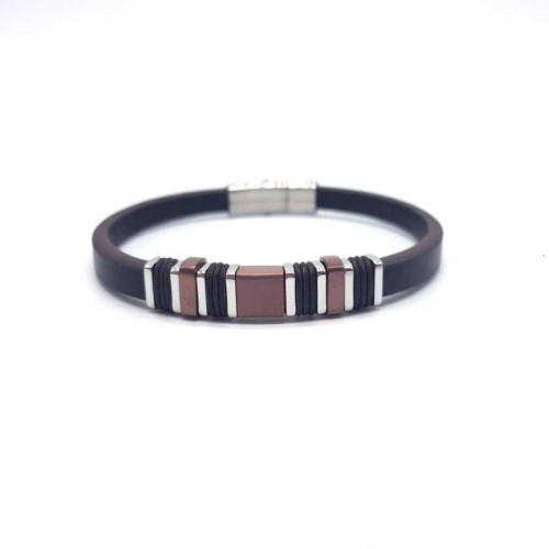 Copper Brown Leather Men's Bracelet - CNG Jewels