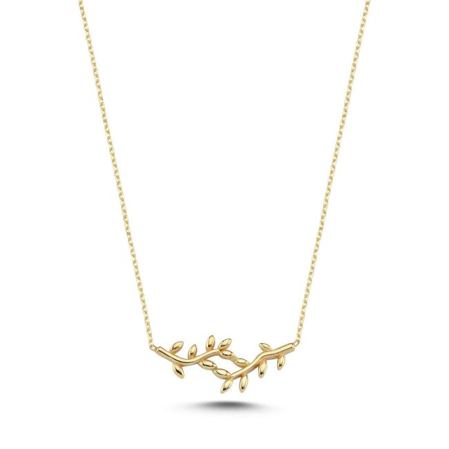 14K Gold Laurel Leaf Necklace - 1