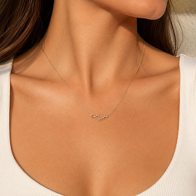 14K Gold Laurel Leaf Necklace - 2
