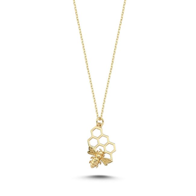  Bee Honeycomb Gold Necklace