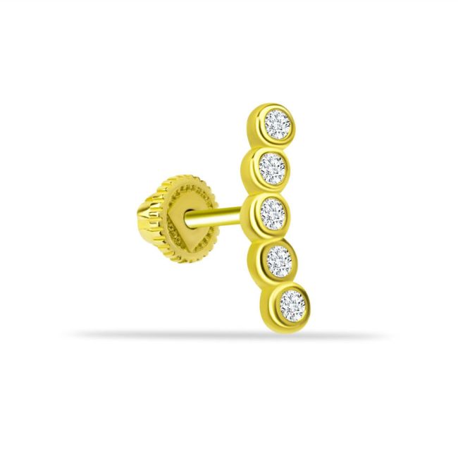 Beş Taşlı Süzme Altın Helix Piercing - 1