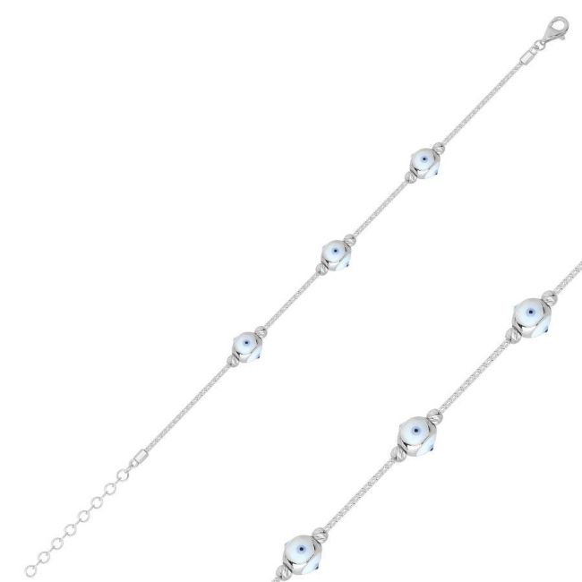 White Cubic Eye Silver Women's Bracelet - 1
