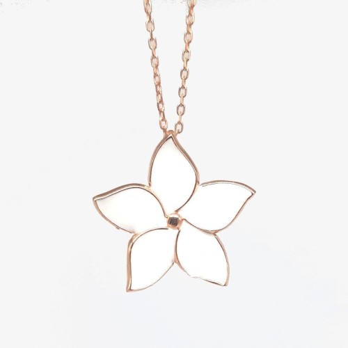 CNG Jewels - Beyaz Menekşe Çiçeği Gümüş Bayan Kolye