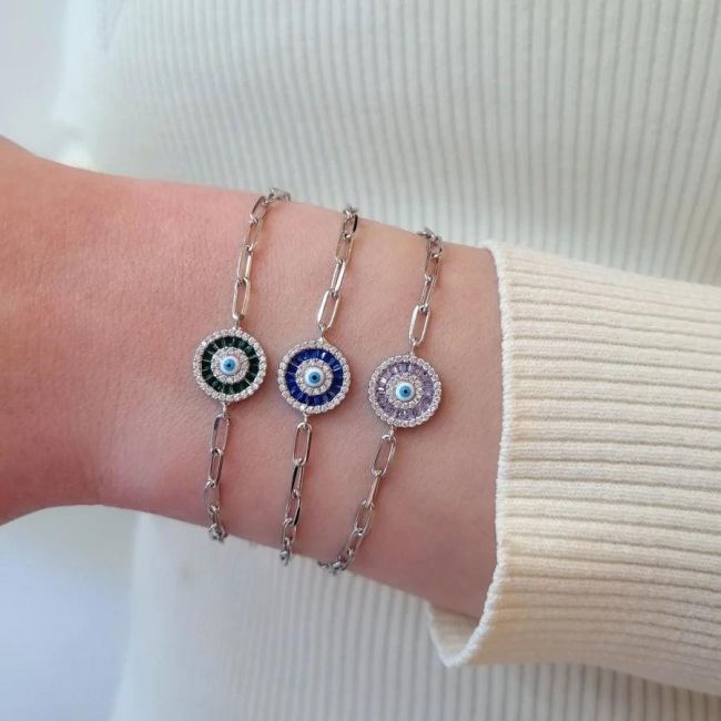 Blue Baget Göz Gümüş Kadın Bileklik - 2