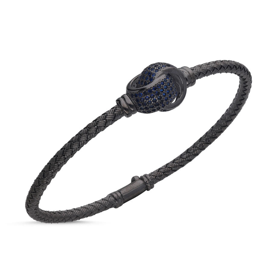Blue Union Hasır Örgü Gümüş Erkek Bilekliği - CNG Jewels