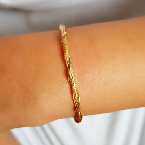 Burgu Zincir Altın Rengi Gümüş Kadın Bileklik - 1