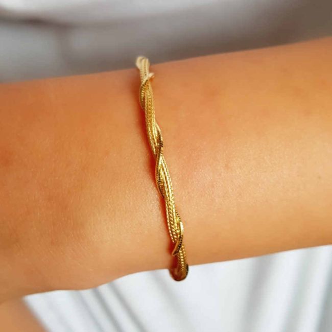 Burgu Zincir Altın Rengi Gümüş Kadın Bileklik - 1