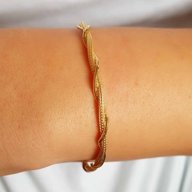 Burgu Zincir Altın Rengi Gümüş Kadın Bileklik - 2