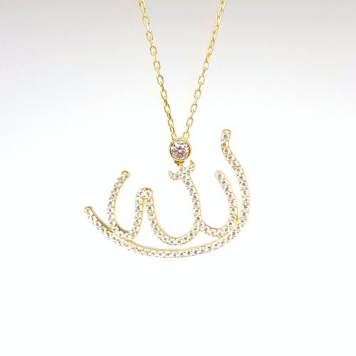 CNG Jewels - Büyük Arapça Allah Yazılı Gold Gümüş Bayan Kolye