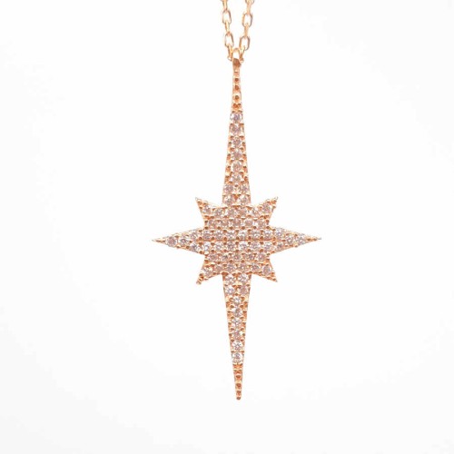 North Star Polar Star Rose Silver Women's Necklace - CNG Jewels