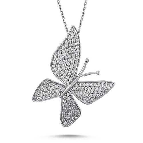CNG Jewels - Büyük Taşlı Kelebek Gümüş Bayan Kolye