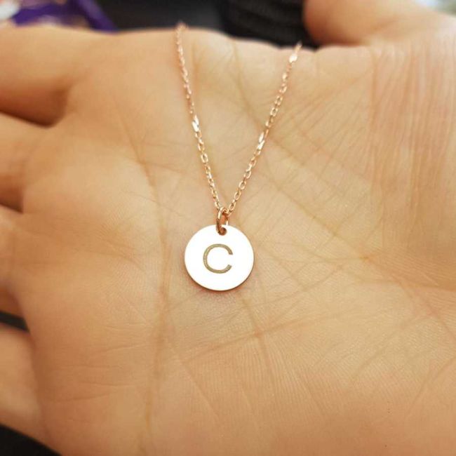 C Harfi Rose Minimal Plaka Gümüş Kadın Kolye - 1