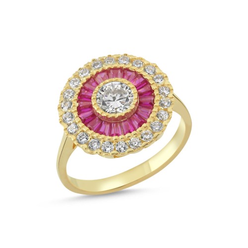 Calibre Ruby Gold Silver Women's Pinky Finger Ring - CNG Jewels