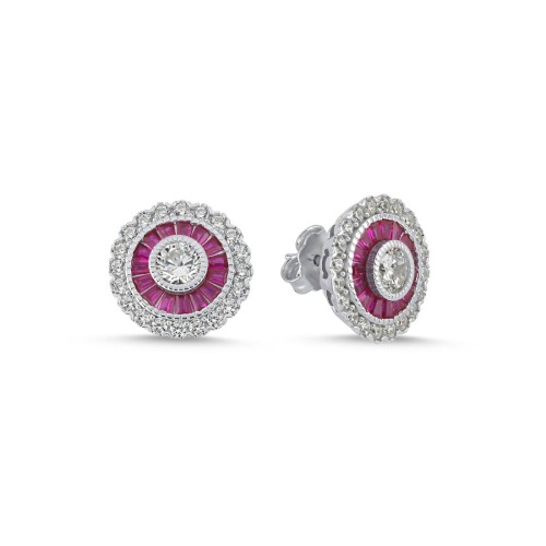 Calibre Ruby Women's Silver Earrings - CNG Jewels