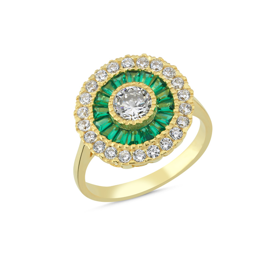 Calibre Zümrüt Gold Gümüş Kadın Serçe Parmak Yüzüğü - CNG Jewels