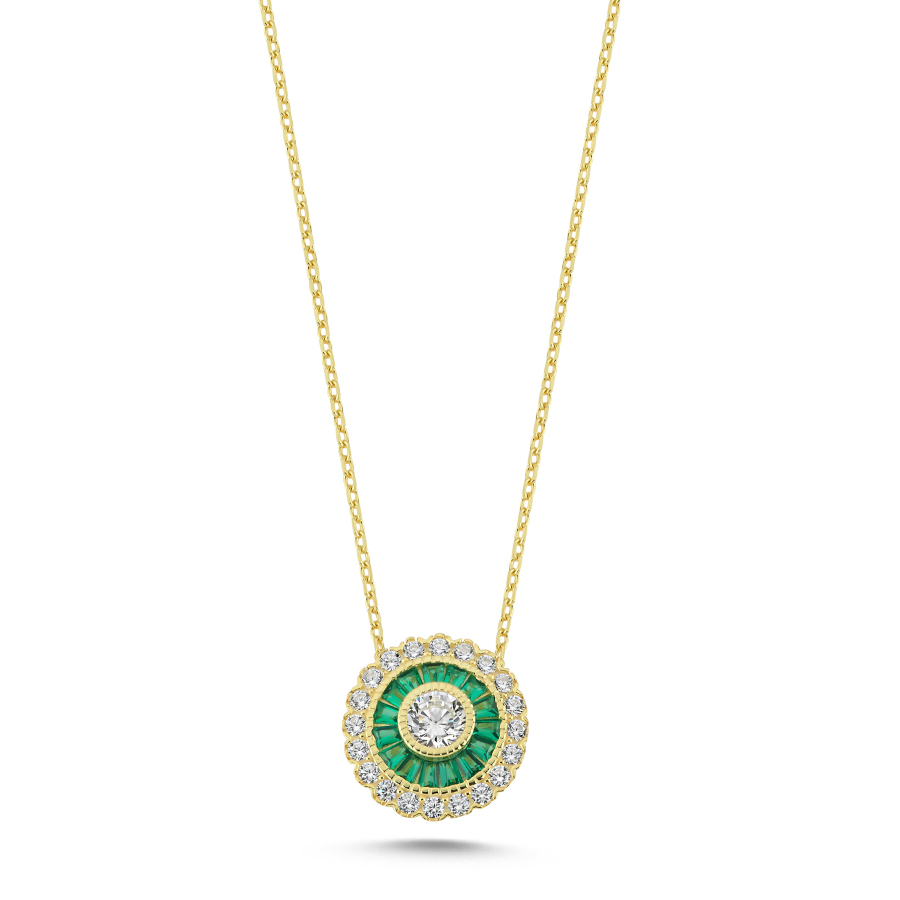 Calibre Emerald Gold Women's Silver Necklace - CNG Jewels
