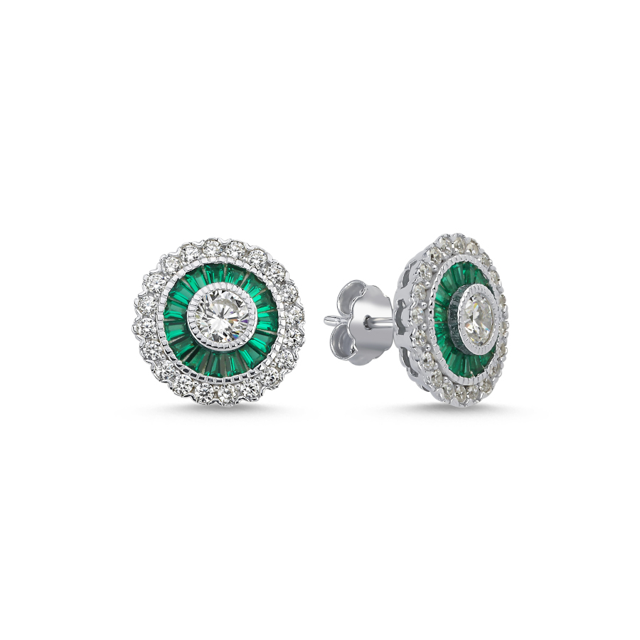 Calibre Emerald Women's Silver Earrings - CNG Jewels