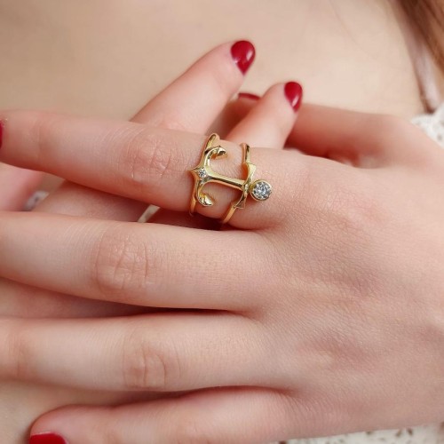 Çapa Gold Gümüş Kadın Yüzük - 1