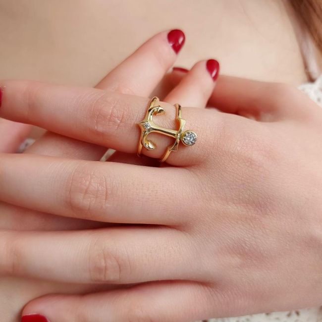 Çapa Gold Gümüş Kadın Yüzük - 1