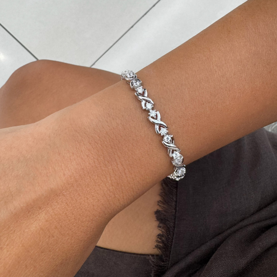 Cross Band Waterway Silver Bracelet - CNG Jewels (1)