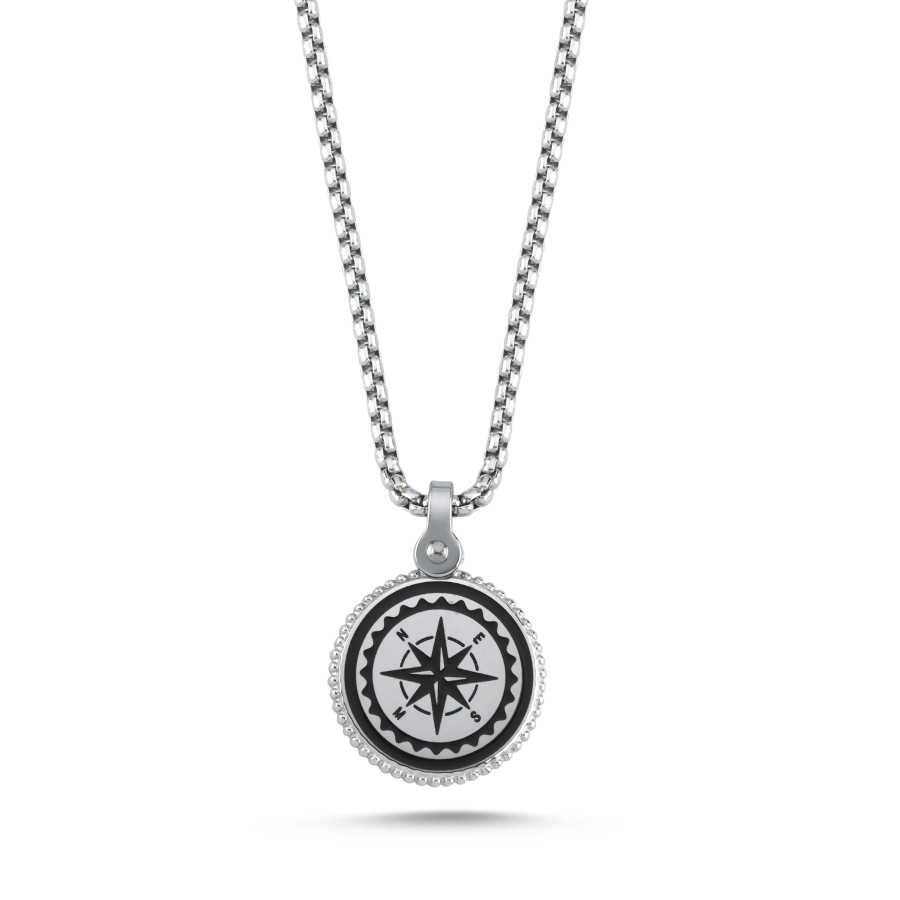 Çelik Pusula Erkek Kolye - CNG Jewels
