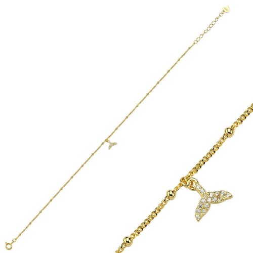 Charm Whale Tail Gold Silver Anklet - CNG Jewels (1)
