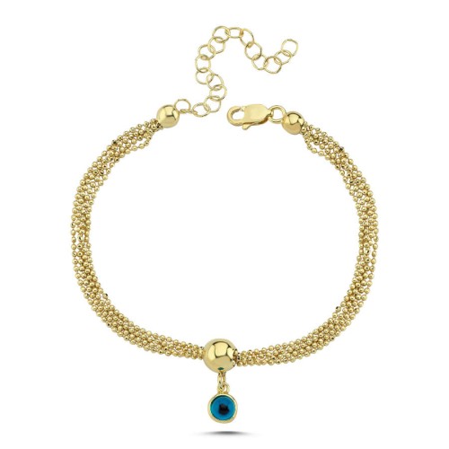 CNG Jewels - Charm Nazar Boncuğu Dört Sıra Zincir Kadın Gümüş Bileklik