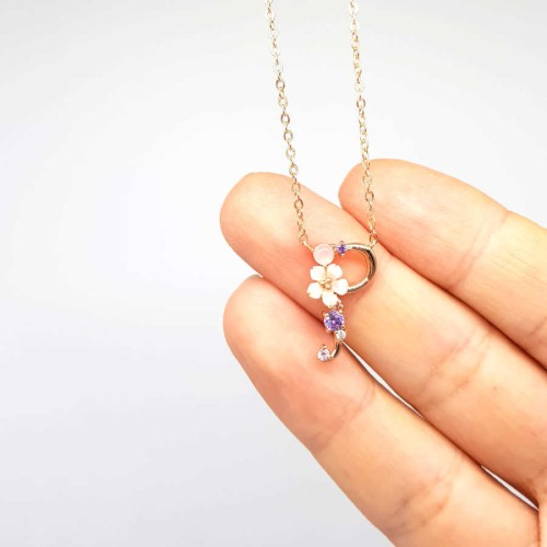 Floral Letter P Silver Women's Necklace - CNG Jewels