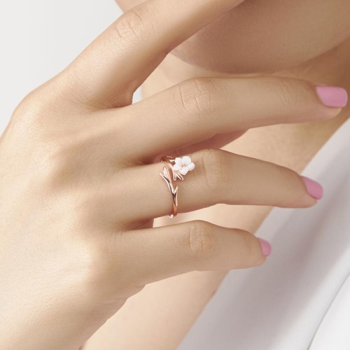 CNG Jewels - Çiçekli Rose Gümüş Bayan Yüzük