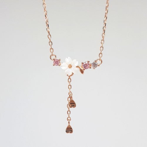 CNG Jewels - Çiçekli Sedefli Gümüş Bayan Kolye