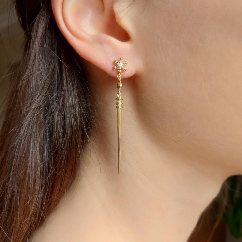 Clavo Gold Gümüş Kadın Küpe - 1