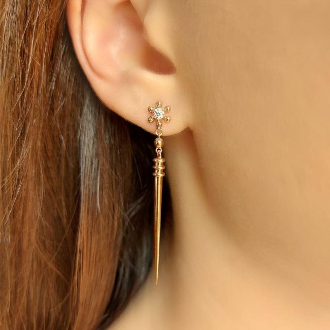 Clavo Rose Gümüş Kadın Küpe - 1