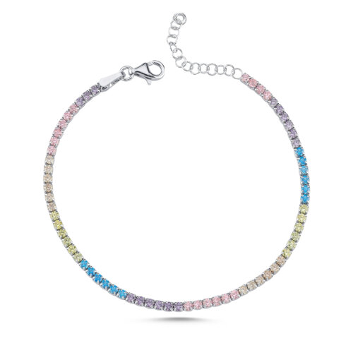 Çok Renkli Minimal Gümüş Su Yolu Bileklik - CNG Jewels