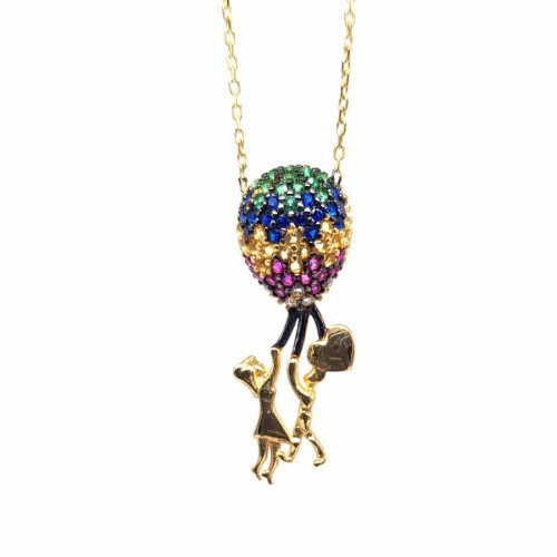 CNG Jewels - Colorful Flying Balloon Mother Child Gold Necklace