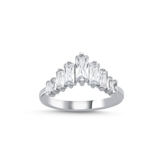 Crown Baget Taşlı Gümüş Yüzük - 1
