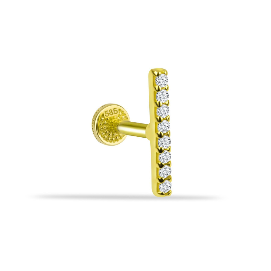 Çubuk Taşlı Altın Tragus Piercing - CNG Jewels