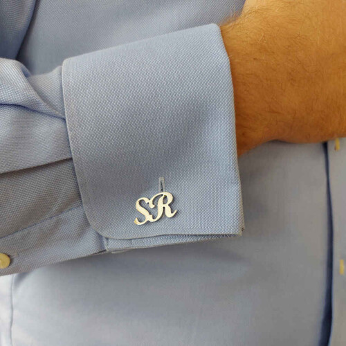 Personalized Handwritten Medium Silver Two Letter Cufflinks - CNG Jewels (1)