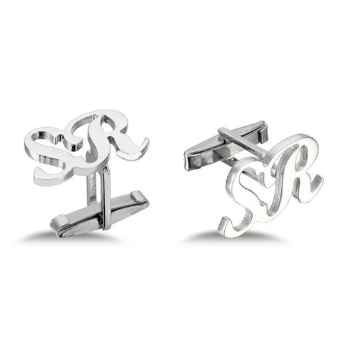 CNG Jewels - Custom Handwritten Medium Size Silver Two Letter Cufflinks