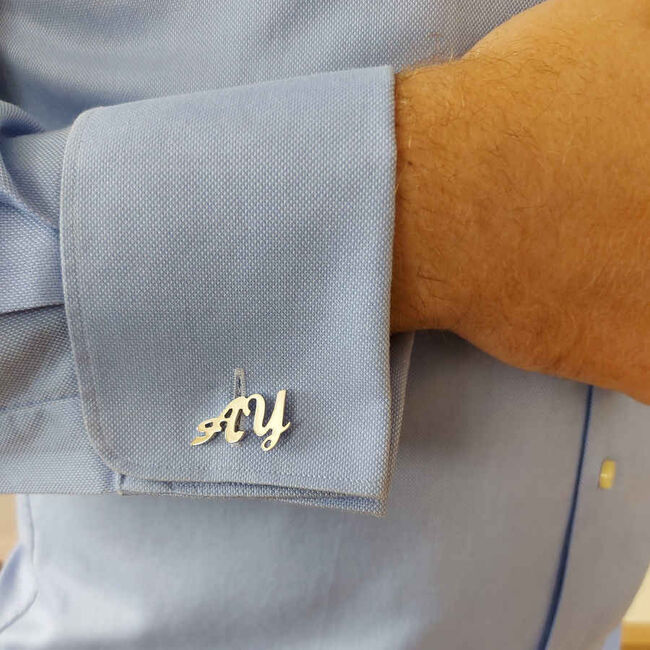 Personalized Handwritten Silver Two Letter Cufflinks - 2